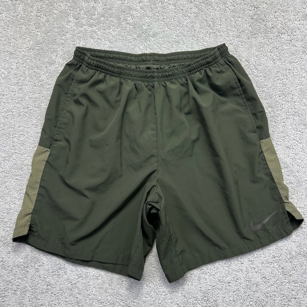 Nike Dri-Fit Running Shorts Mens Large Green Lined Elastic Waist Lightweight